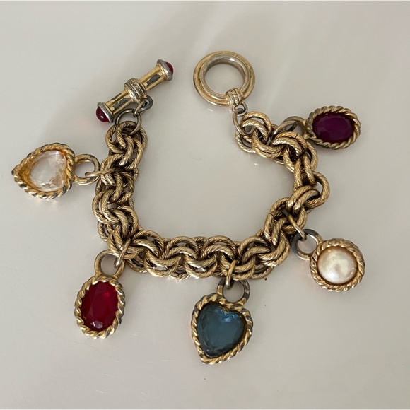 Vintage Givenchy Gripoix Byzantine Heart Charm Bracelet - Picture 2 of 4